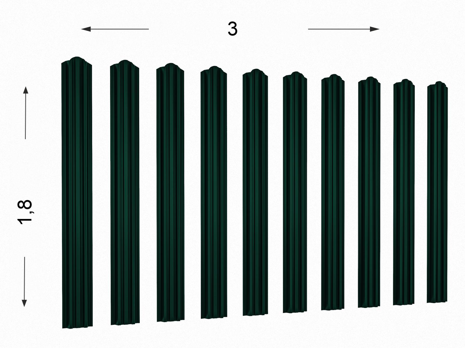 Откатные ворота из евроштакетника 1,8х3 м