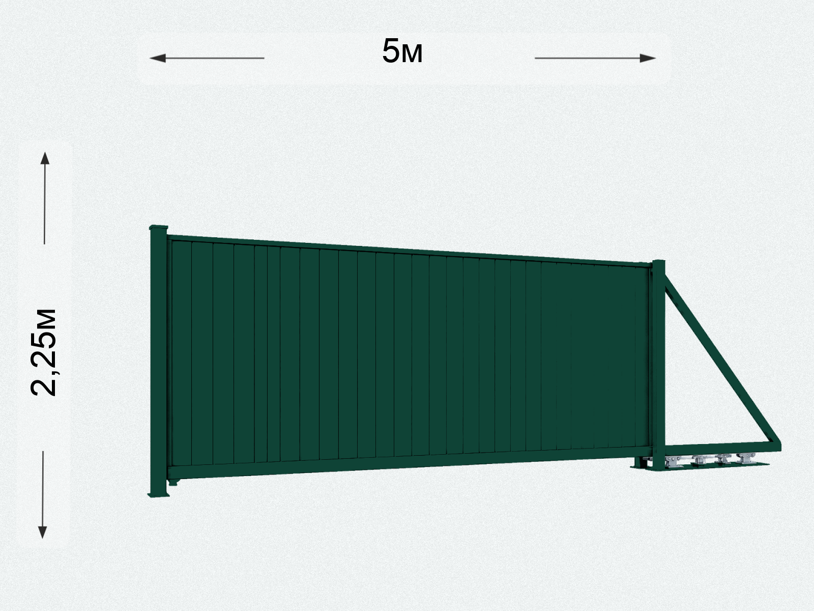 Консольные откатные ворота с профлистом 5000×2250