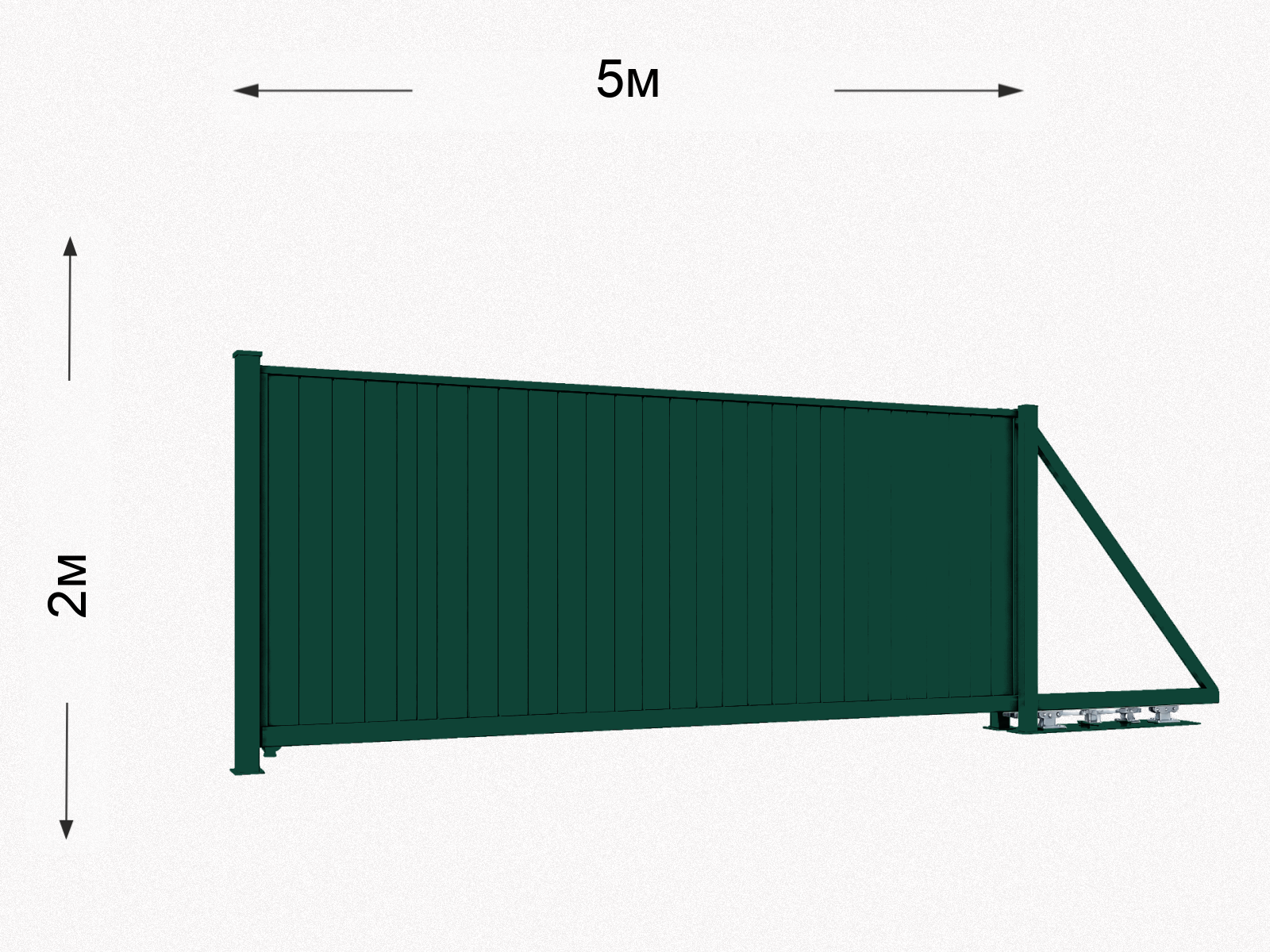 Откатные ворота консольного типа с калиткой 5000×2000