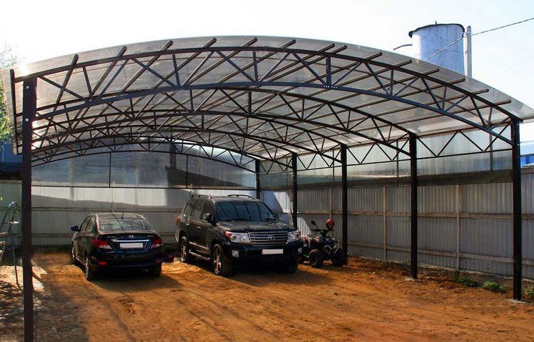 Навес для двух автомобилей 6*6*3 м из поликарбоната